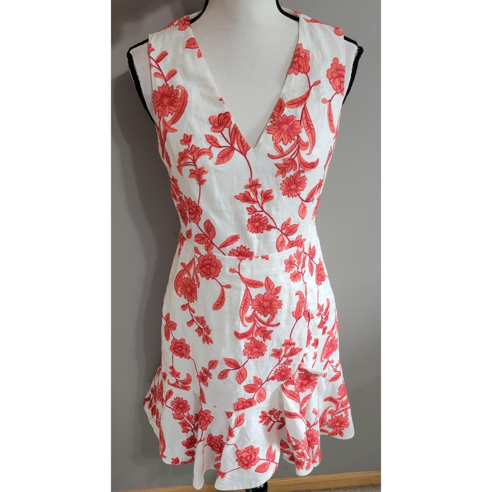 Rebecca Taylor Scarlet Embroidered Linen Dress